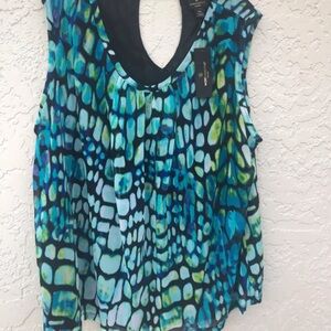 Worthington Blue Sleeveless Backless Tank Top